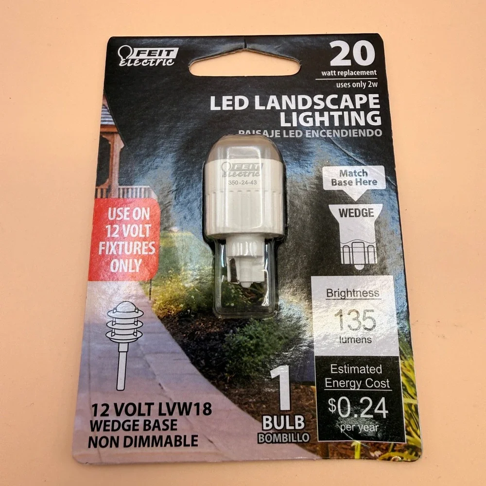 Feit Electric 2W LED Bulb with 20W Equivalent, Dimmable, Wedge Base Bulb, 12 Vo